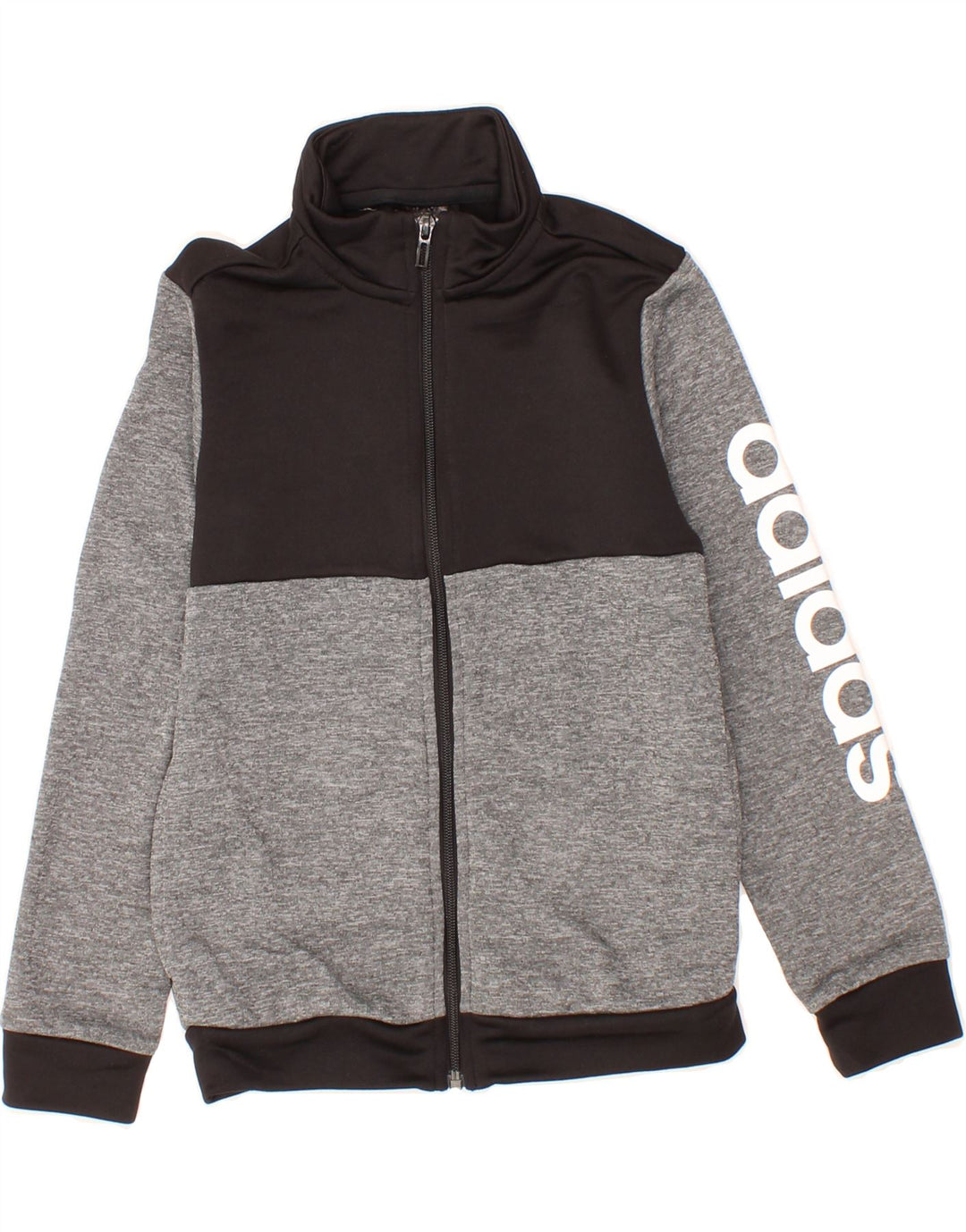 ADIDAS Boys Graphic Tracksuit Top Jacket 9-10 Years Grey Colourblock Vintage Adidas and Second-Hand Adidas from Messina Hembry 