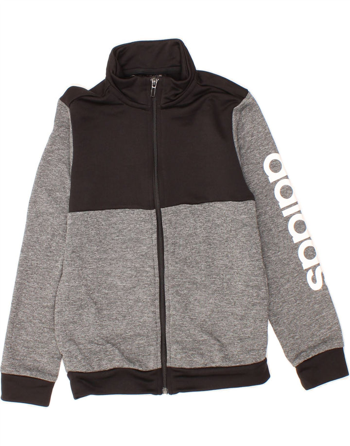 ADIDAS Boys Graphic Tracksuit Top Jacket 9-10 Years Grey Colourblock Vintage Adidas and Second-Hand Adidas from Messina Hembry 