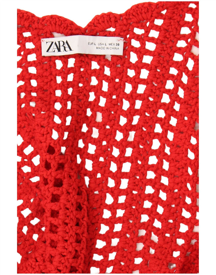 Zara Womens Crochet Crop Top Reino Unido 14 Grande Vermelho