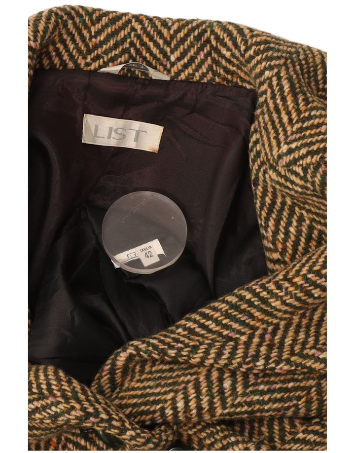 Sobretudo feminino vintage IT 42 espinha de peixe cáqui médio