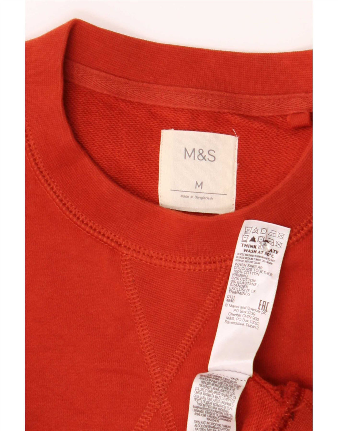 Suéter masculino Marks & Spencer de algodão vermelho médio
