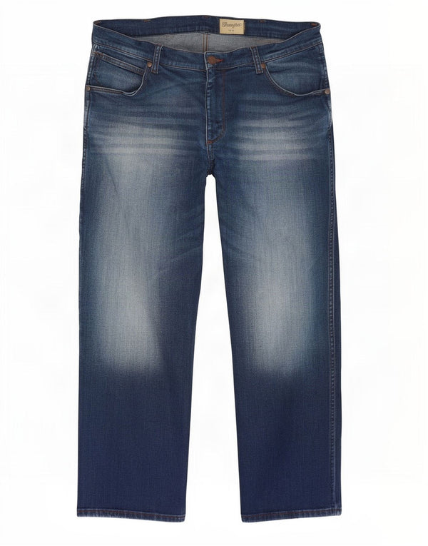 Wrangler Mens Greensboro Straight Jeans W36 L30 Azul Algodão