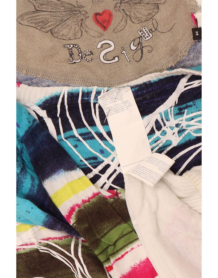 Suéter feminino Desigual com gola canoa e gola redonda UK 12 médio multicolorido