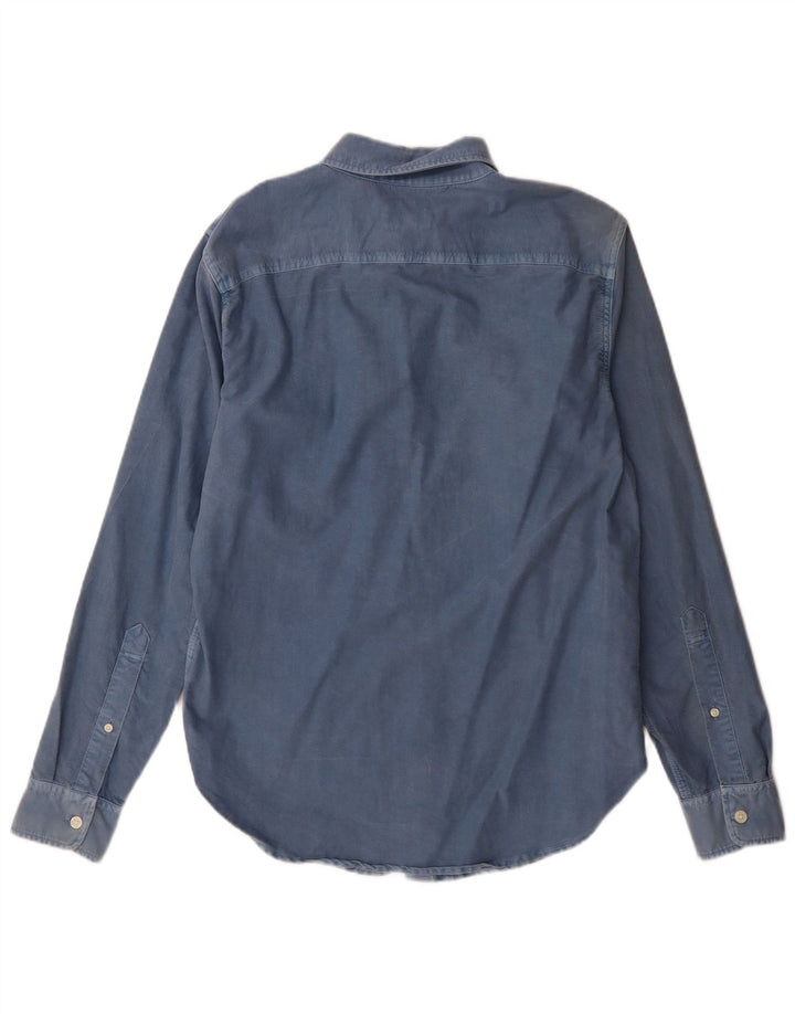 Camisa masculina Abercrombie & Fitch de algodão azul médio