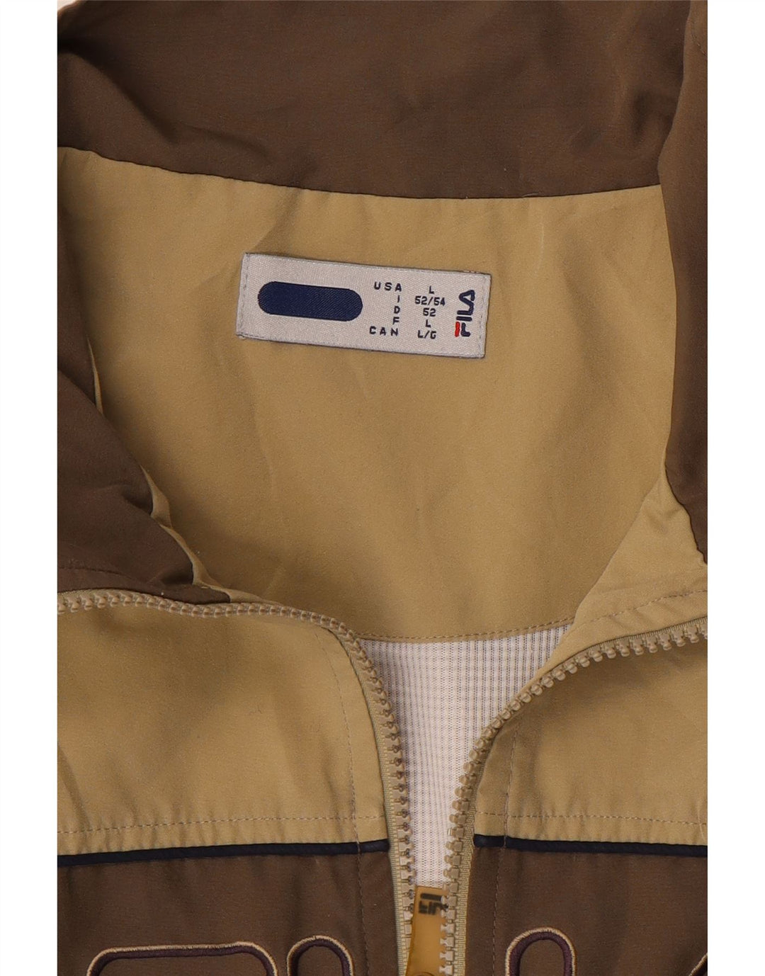 Jaqueta masculina com agasalho gráfico FILA grande bloco colorido bege