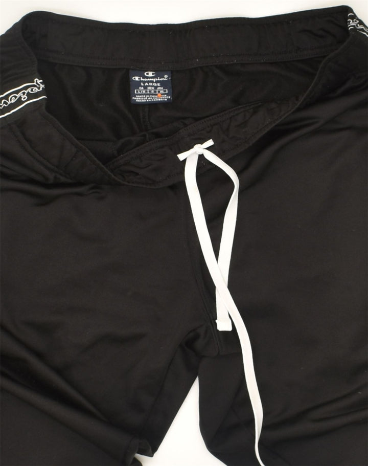 CHAMPION Calça esportiva masculina gráfica joggers grande poliéster preto