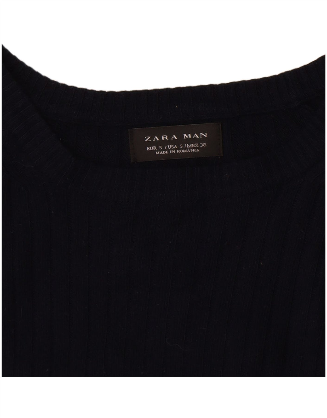 Zara Suéter masculino com gola canoa pequeno azul marinho