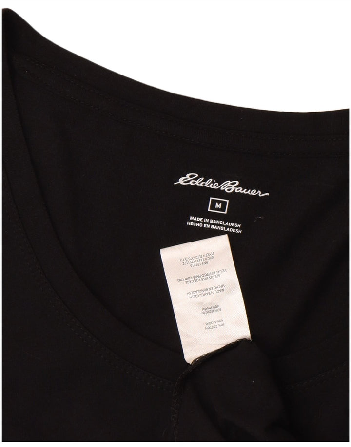 Camiseta feminina Eddie Bauer UK 12 algodão preto médio