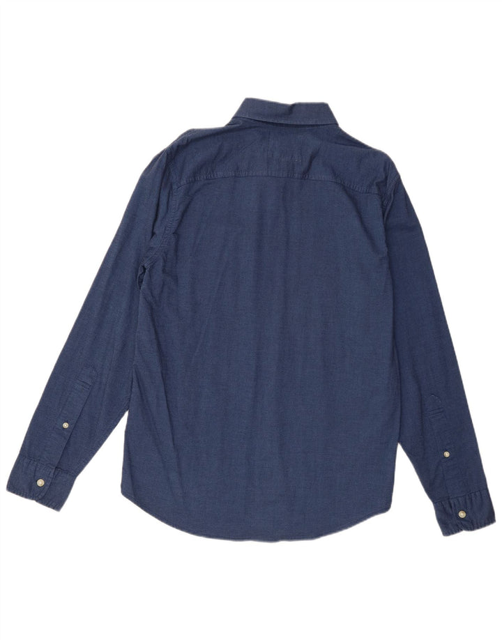 Camisa masculina Hollister pequena azul algodão