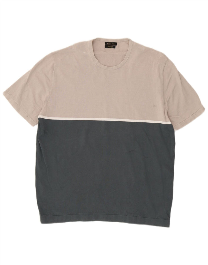 Suéter masculino Massimo Dutti com gola redonda XL cinza colorblock