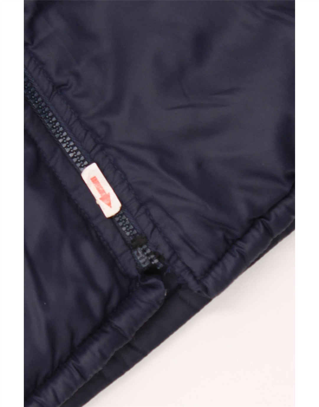 Jaqueta acolchoada reversível masculina vintage UK 38 bloco colorido azul marinho médio