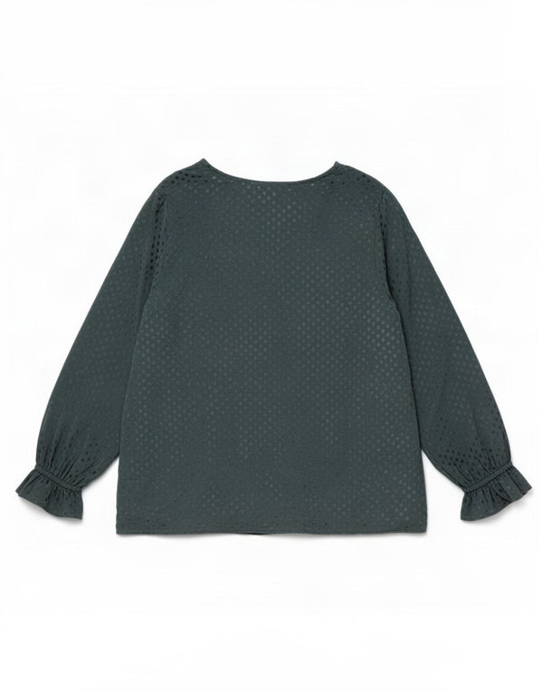 Blusa feminina de manga comprida Crew Clothing Top UK 12 bolinhas verdes médias