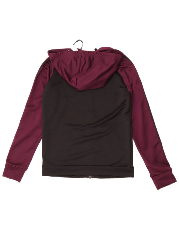 Suéter adidas feminino com capuz e zíper UK 12/14 médio preto colorblock