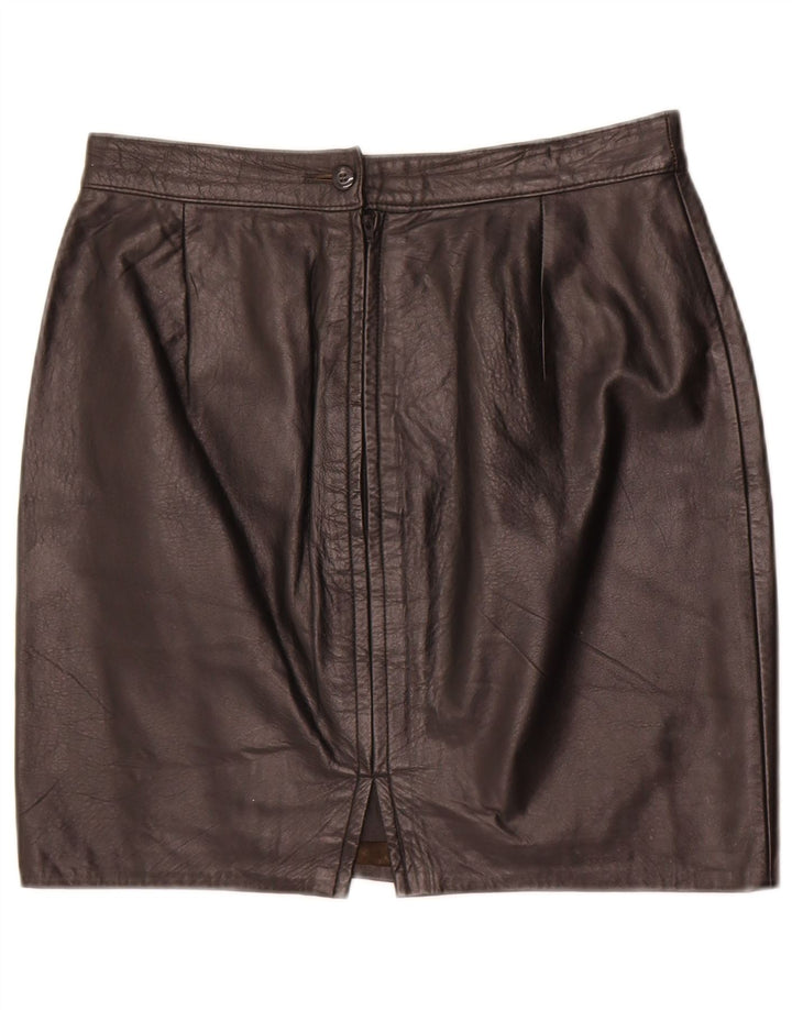 Saia de couro feminina vintage W30 média preta