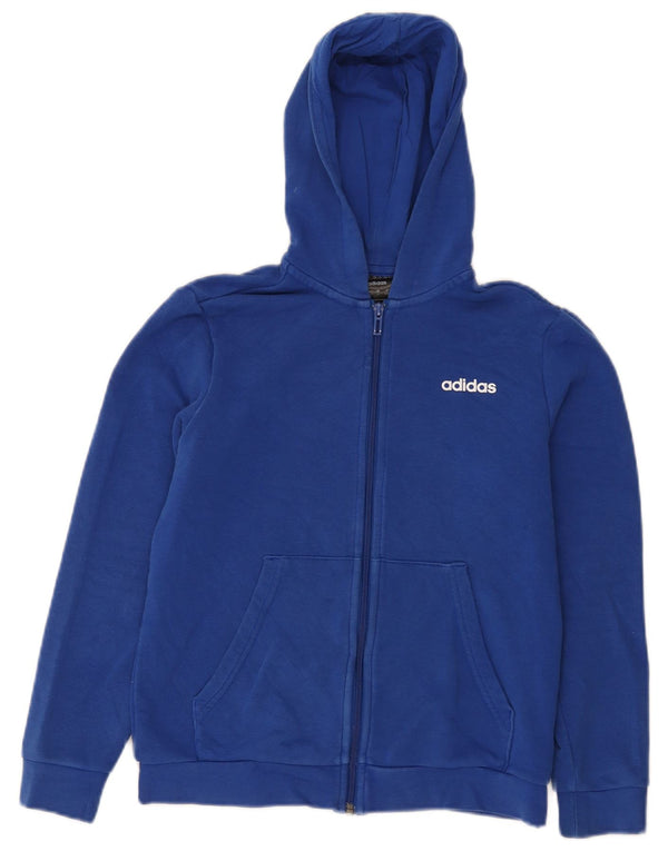 Suéter Adidas Boys Zip com capuz 11-12 anos algodão azul