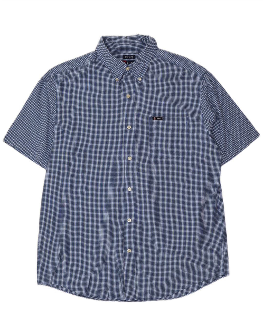 Camisa masculina de manga curta Chaps grande algodão xadrez azul