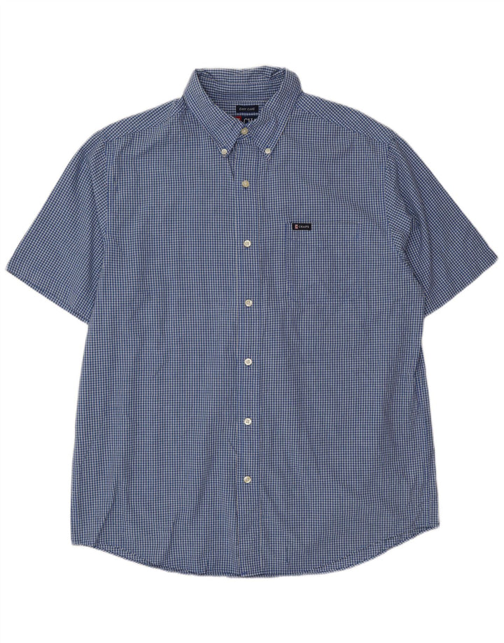 Camisa masculina de manga curta Chaps grande algodão xadrez azul