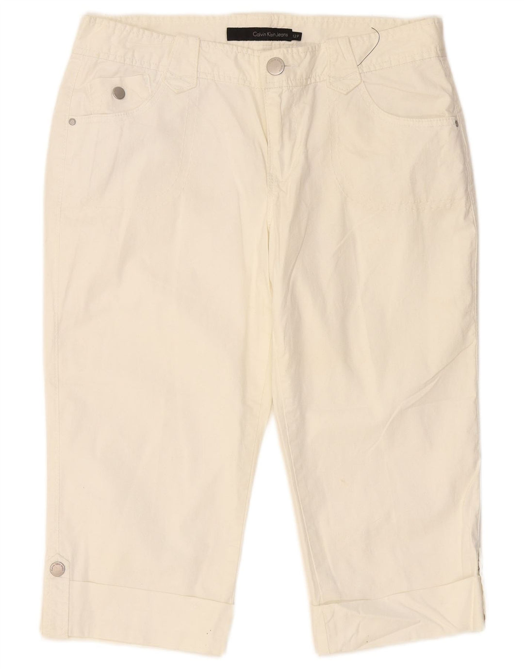 Calça capri feminina CALVIN KLEIN US 12 grande W34 L19 branco