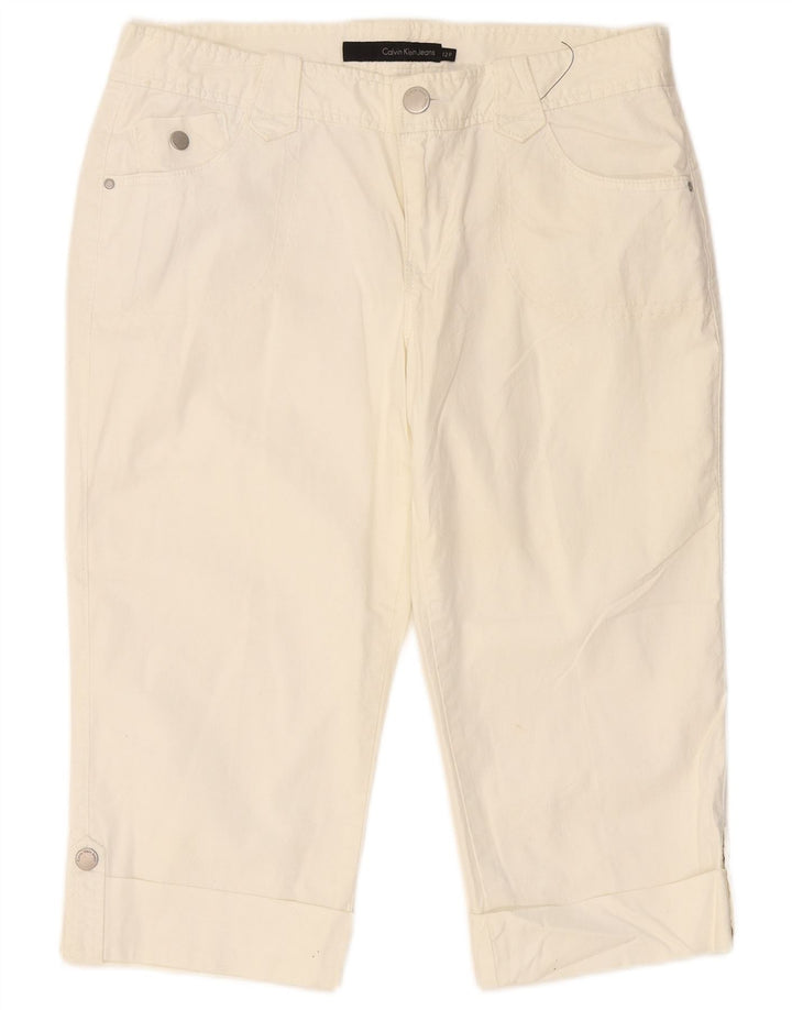Calça capri feminina CALVIN KLEIN US 12 grande W34 L19 branco