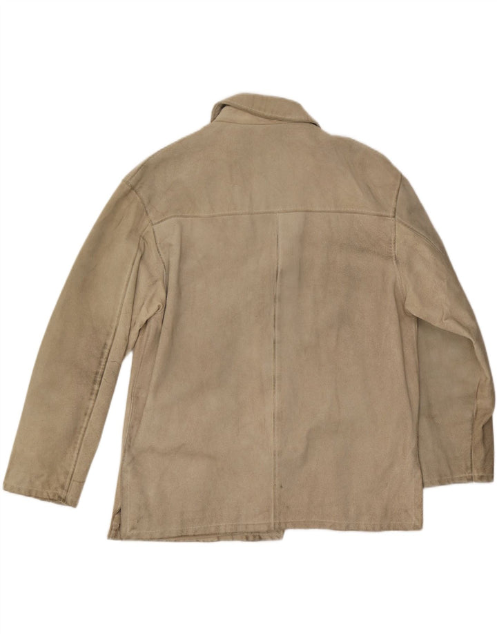 Jaqueta masculina vintage de camurça IT 48 couro bege médio