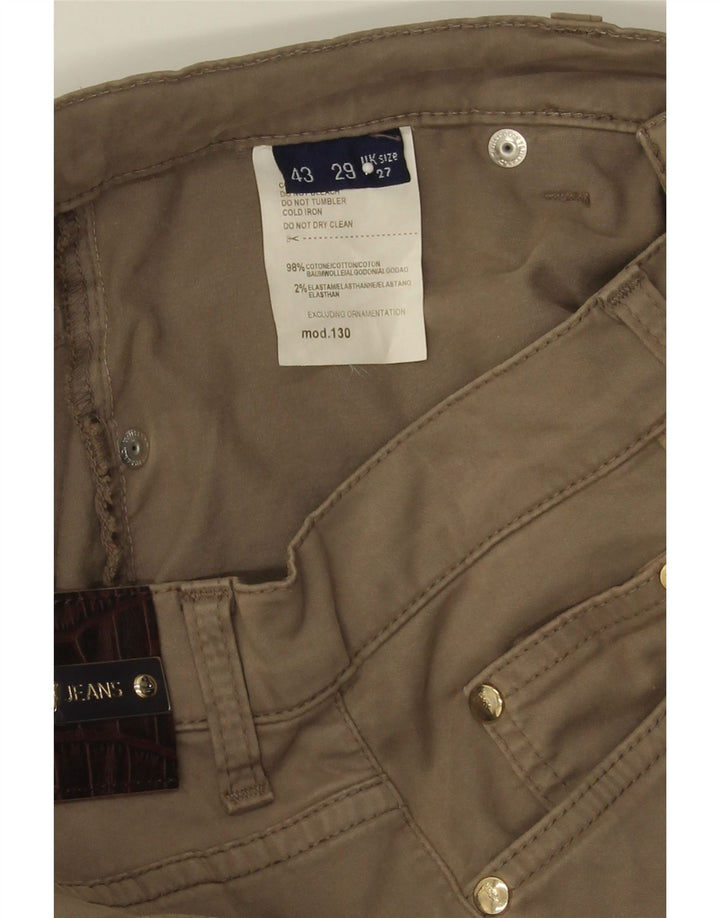 TRUSSARDI Womens Straight Casual Trousers W27 L28 Khaki Cotton Vintage Trussardi and Second-Hand Trussardi from Messina Hembry 