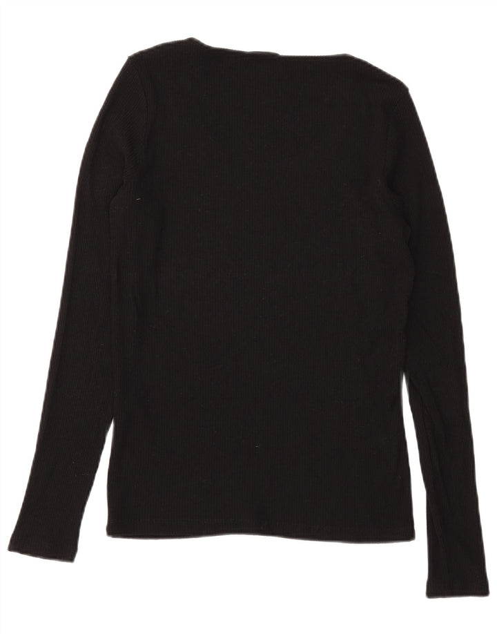 Top feminino VINTAGE manga comprida EU 38 viscose preta média