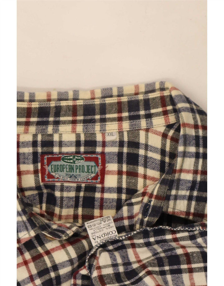 Camisa masculina de flanela do projeto europeu 2XL algodão xadrez multicolorido