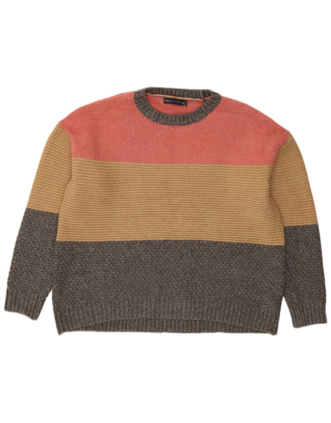 Suéter feminino Marks & Spencer com gola redonda Reino Unido 16 grande multicolorido