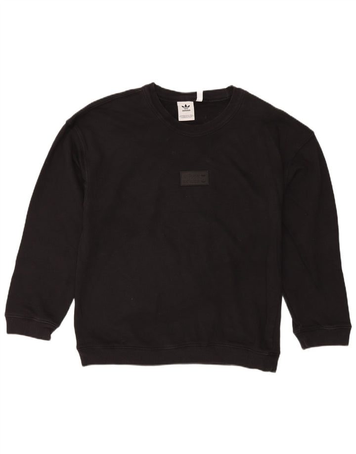Adidas Mens Moletom Jumper Médio Algodão Preto