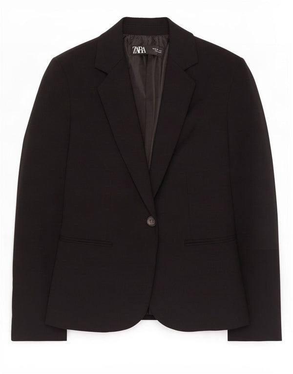 Jaqueta blazer feminina Zara com 1 botão EU 34 2XS poliéster preto