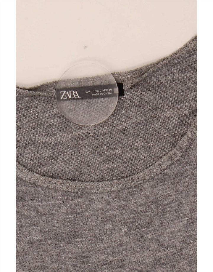 Colete feminino Zara UK 16 grande cinza Fair Isle