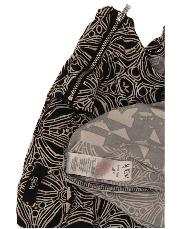 Vestido feminino Wallis sem mangas UK 12 poliéster geométrico preto médio