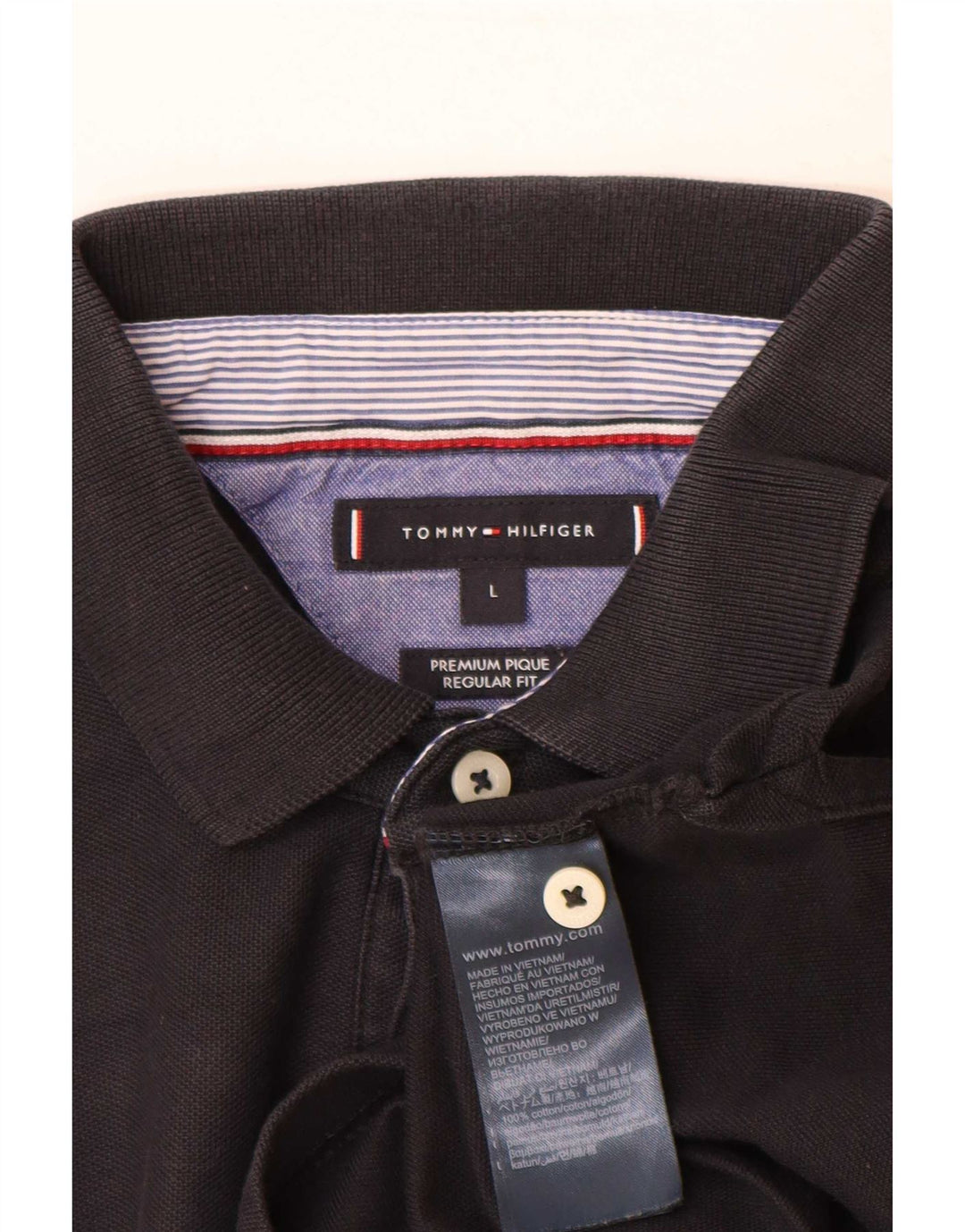 Camisa polo masculina Tommy Hilfiger Regular Fit grande algodão preto