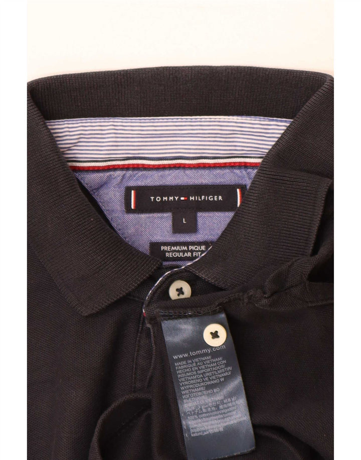 Camisa polo masculina Tommy Hilfiger Regular Fit grande algodão preto
