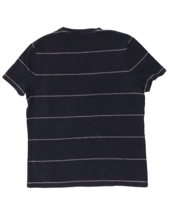 Camiseta masculina Marks & Spencer Regular Fit Top médio listrado azul marinho