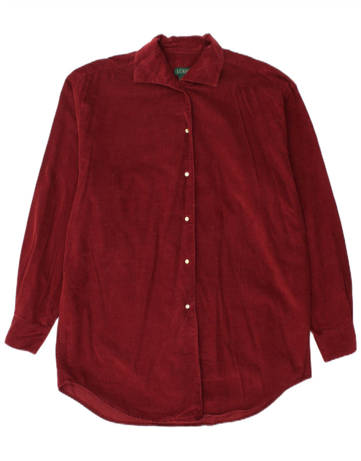 J. CREW Camisa feminina de veludo cotelê grande Reino Unido 10 pequeno algodão borgonha