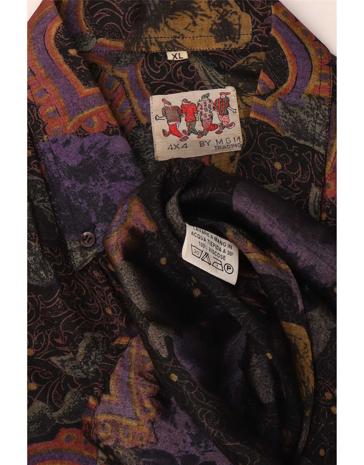 Camisa masculina vintage XL multicolorida Paisley Viscose