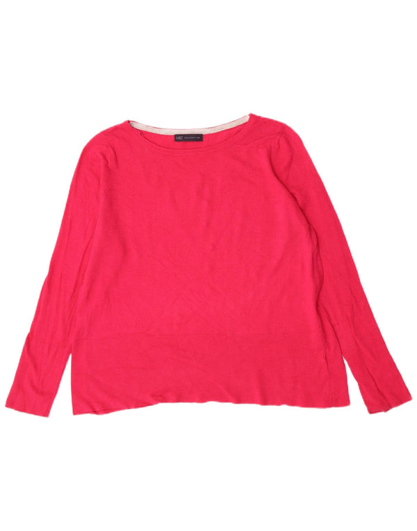 Suéter feminino Marks & Spencer com gola canoa, Reino Unido, 14, grande, rosa, algodão