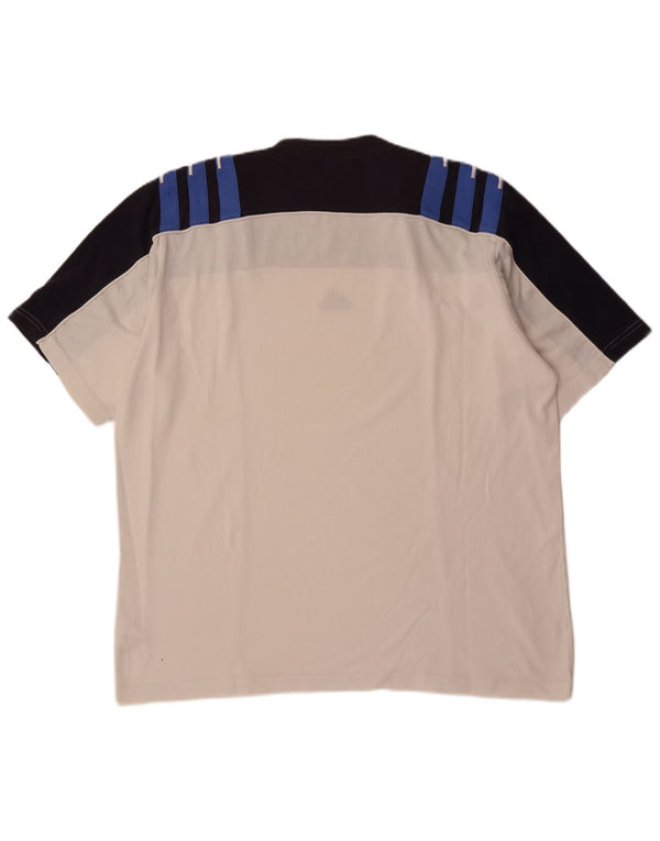 Camiseta masculina Adidas Top UK 44/46 grande branco colorblock algodão