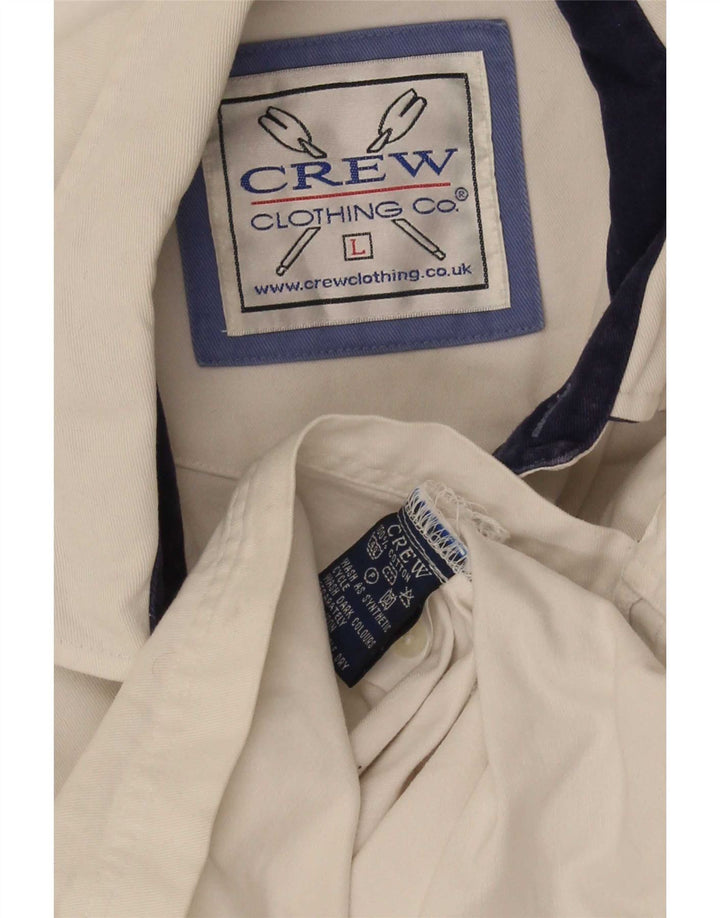 Crew Clothing Mens Pulôver Camisa Grande Algodão Listrado Branco