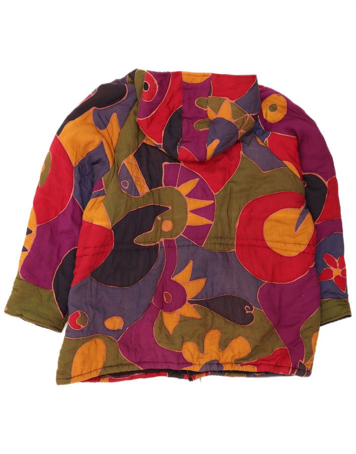 Jaqueta corta-vento feminina vintage com padrão abstrato Reino Unido 16 grande multicolorida