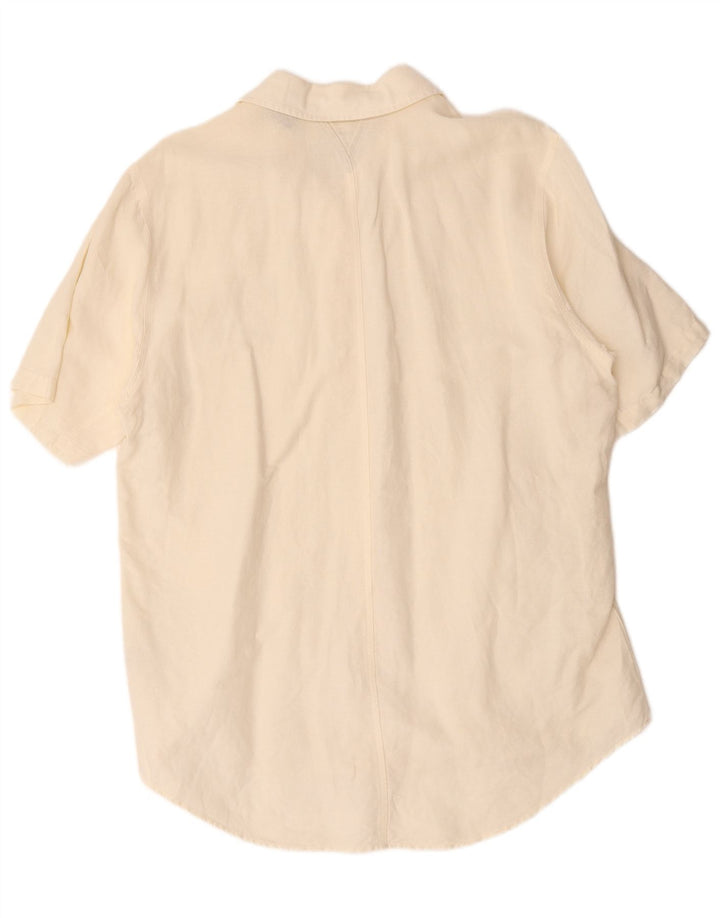 Camisa masculina de manga curta Timberland grande em linho branco