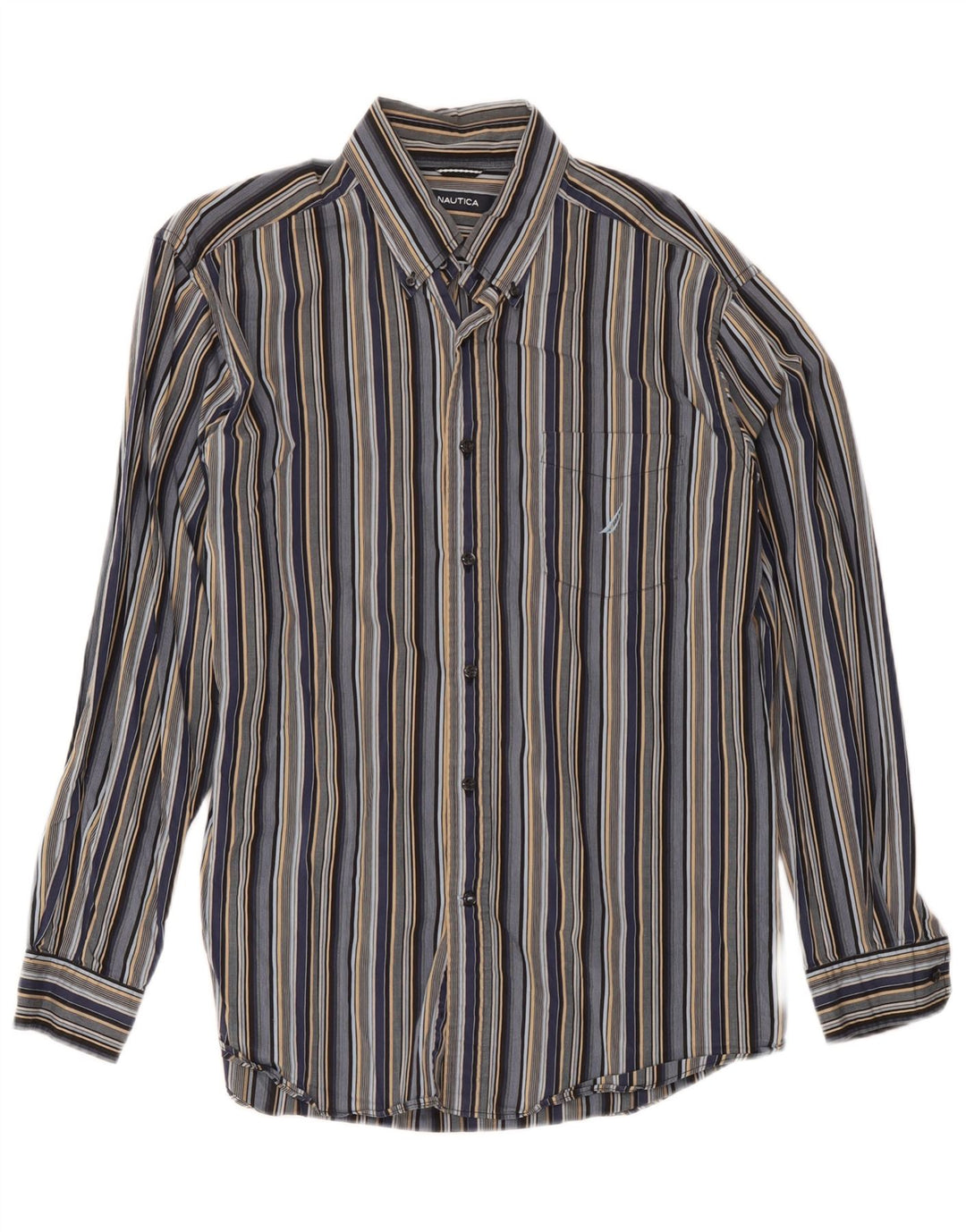 Camisa masculina Nautica grande algodão listrado multicolorido