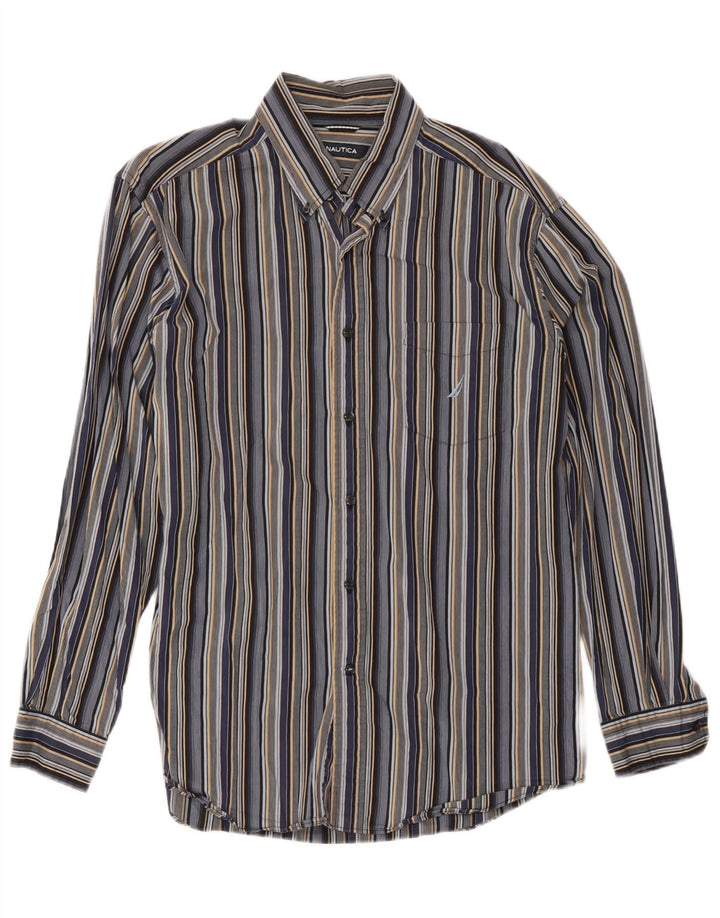 Camisa masculina Nautica grande algodão listrado multicolorido