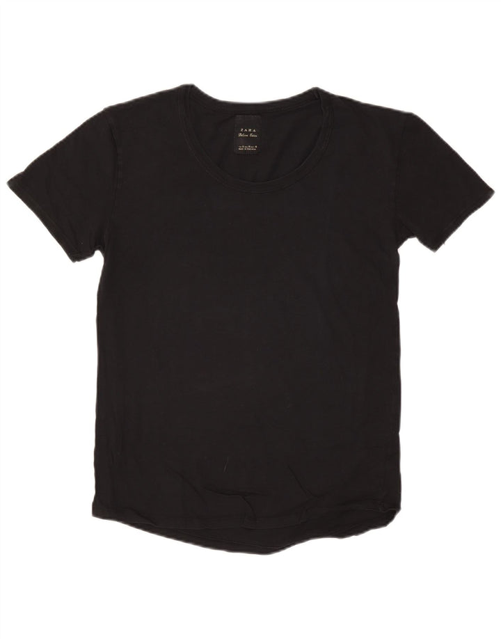 Camiseta feminina ZARA UK 12 algodão preto médio