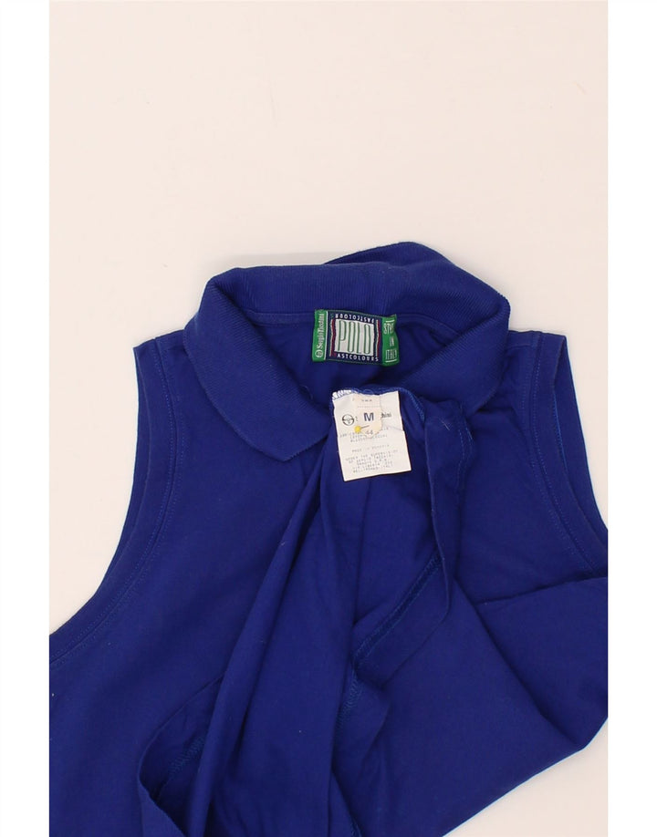 SERGIO TACCHINI Womens Sleeveless Polo Shirt IT 44  Medium Blue Cotton Vintage Sergio Tacchini and Second-Hand Sergio Tacchini from Messina Hembry 