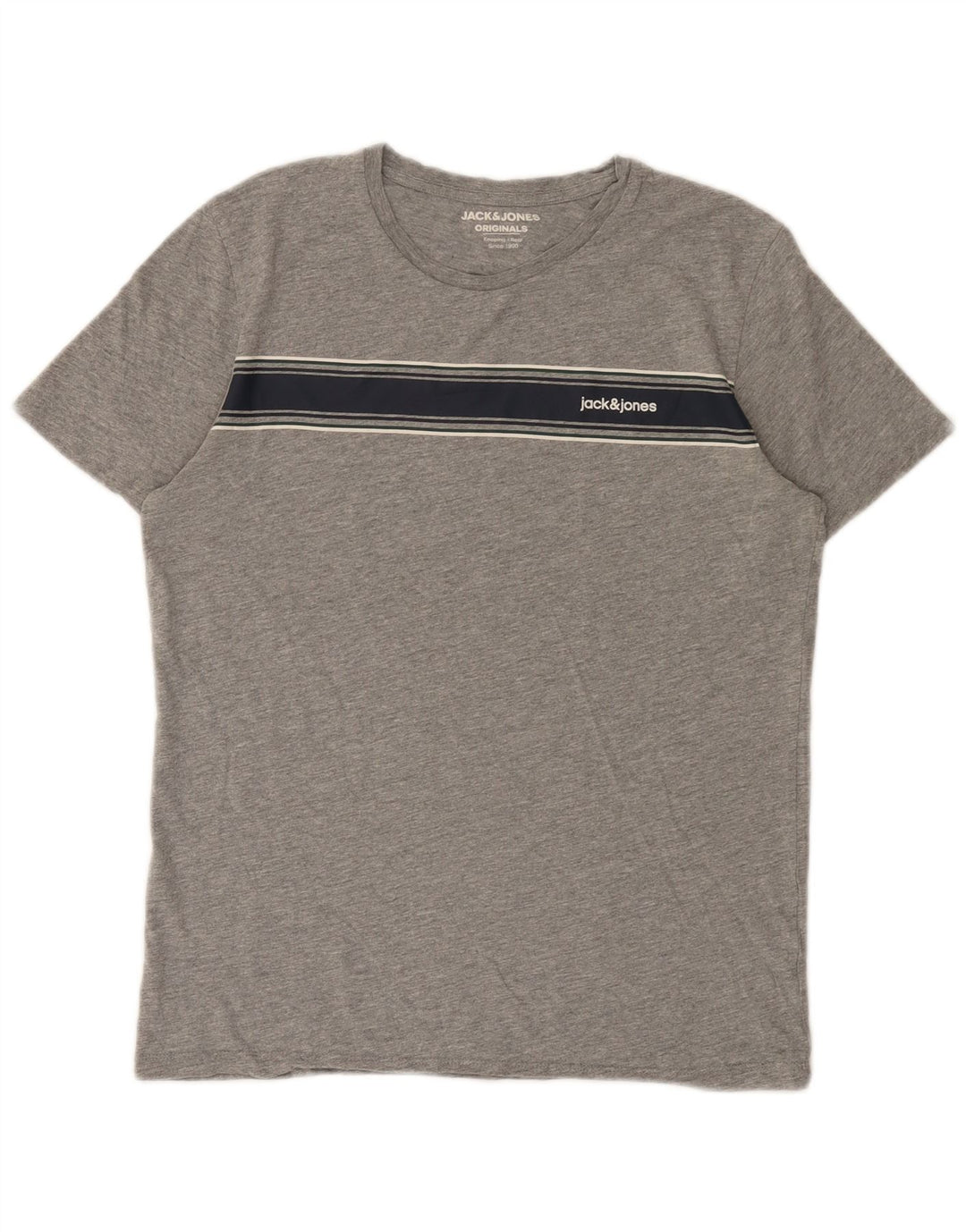 Camiseta masculina Jack & Jones Top pequeno bloco cinza colorido