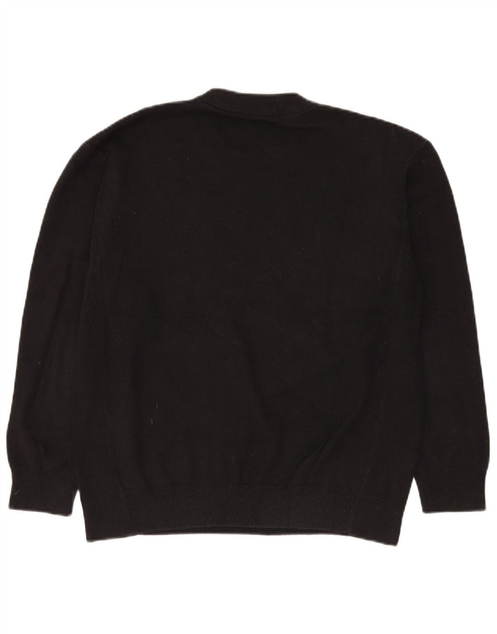 Zara Suéter masculino com gola redonda, algodão preto médio