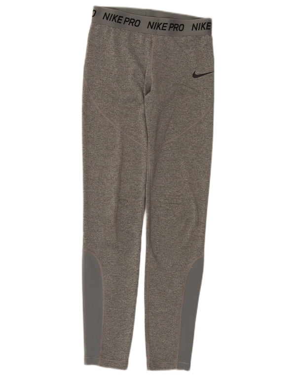 Leggings gráficas Nike para meninas 12-13 anos grandes cinza colorblock poliéster