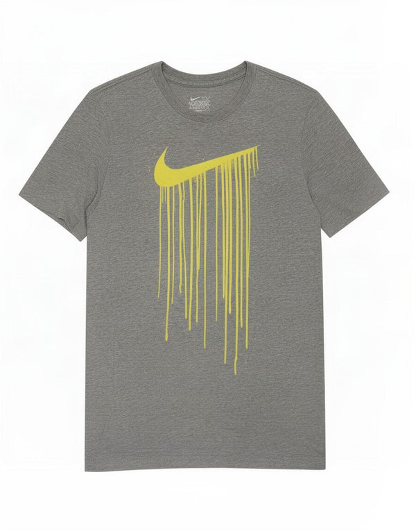 Camiseta masculina Nike Standard Fit gráfica top pequeno algodão manchado cinza